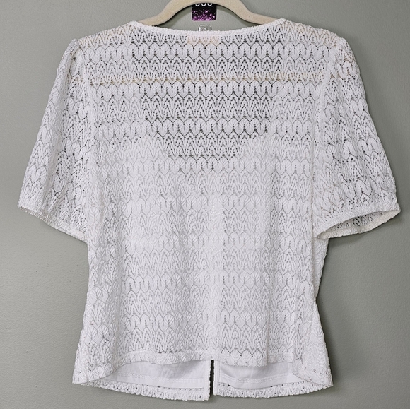 NWOT The General Good Elegant White Lace Button-Up Top, MED - Picture 3 of 9